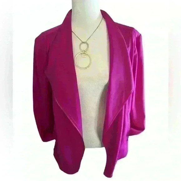 Calvin Klein Magenta Moto Jacket EUC gold hardware size tag removed- size est L - Picture 3 of 15